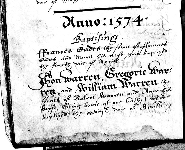 triplets in parish register
